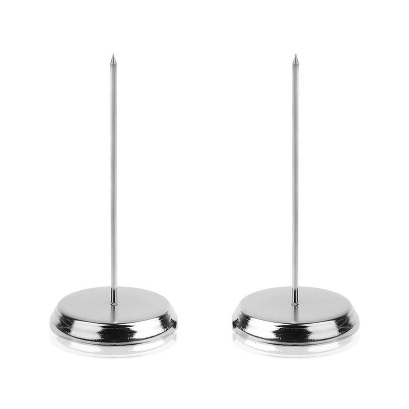 Bluecell BCP 2pcs Silver Color Desk Straight Rod Paper Holder Spike Stick Receipts Check Bill Fork, 5-3/4inches - Image 1